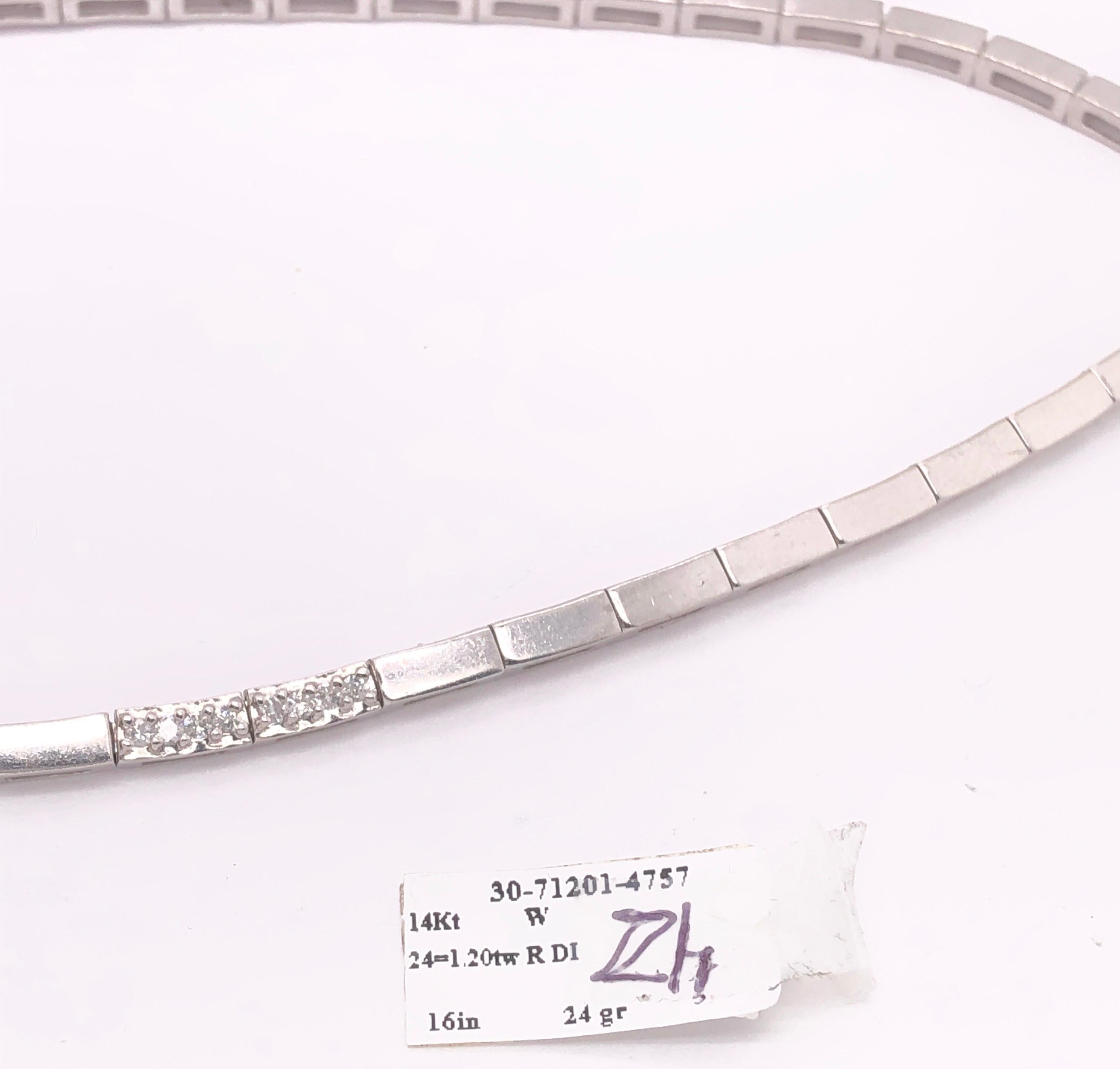 14 Karat White Gold Fancy Link Necklace with Diamonds For Sale 6