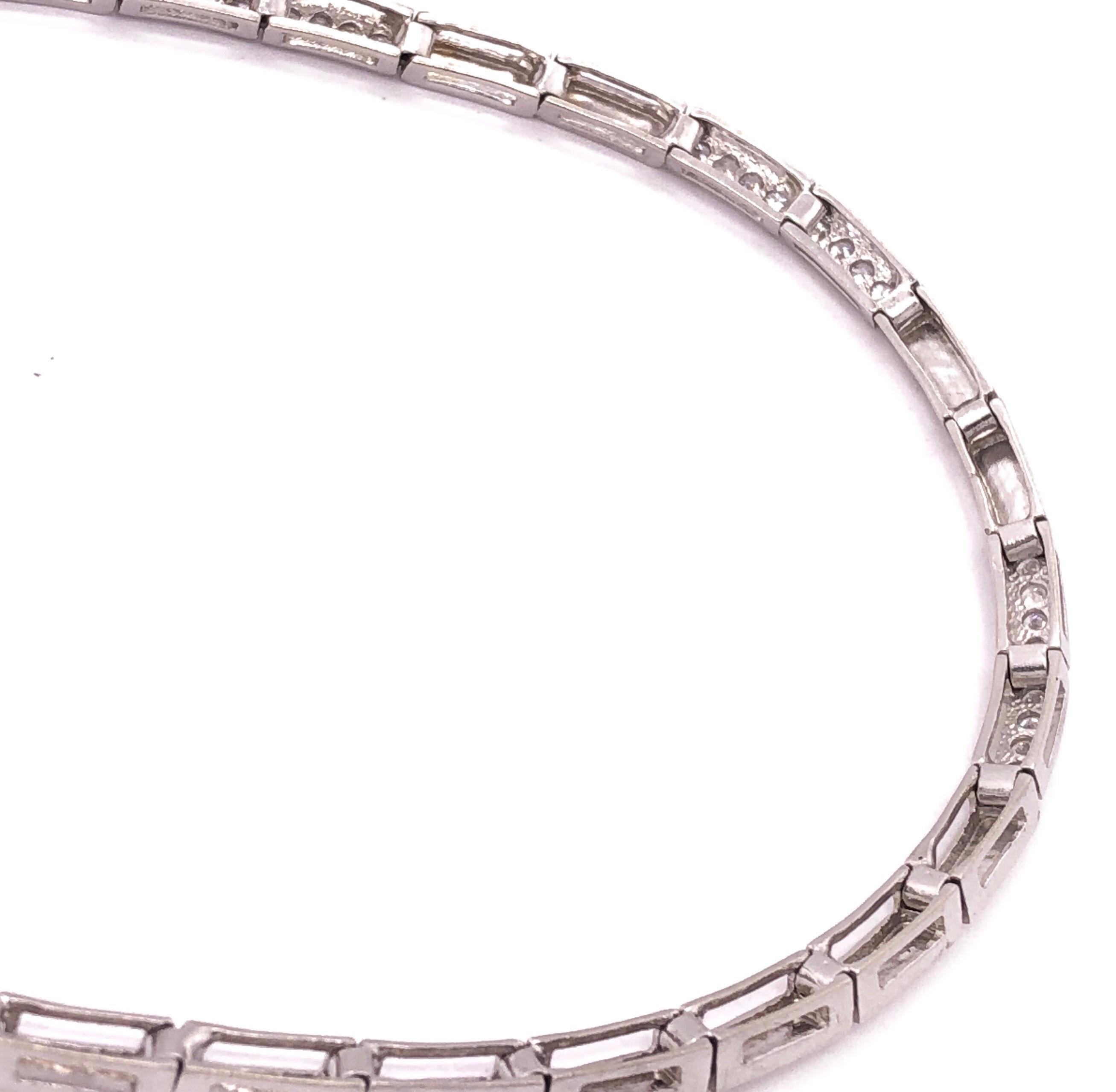 14 Karat White Gold Fancy Link Necklace with Diamonds In Good Condition For Sale In Stamford, CT