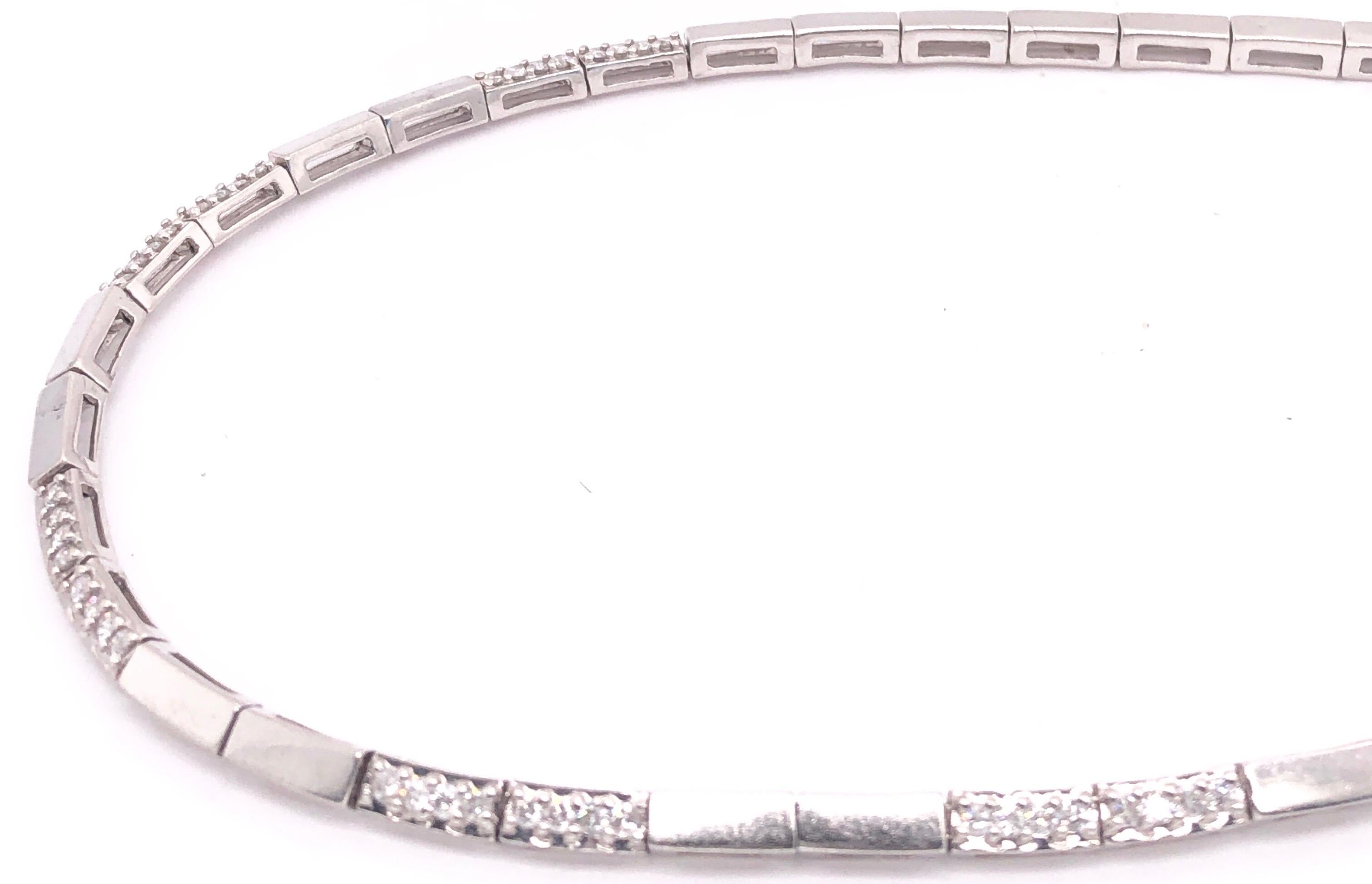 14 Karat White Gold Fancy Link Necklace with Diamonds For Sale 1