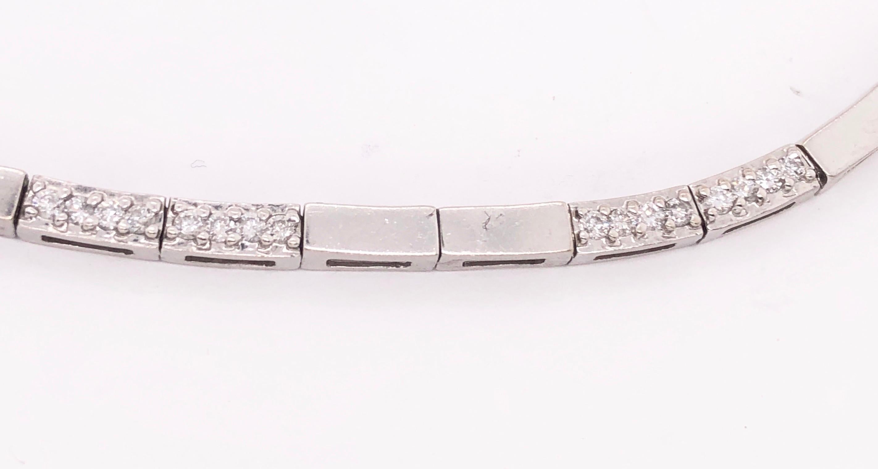 14 Karat White Gold Fancy Link Necklace with Diamonds For Sale 2