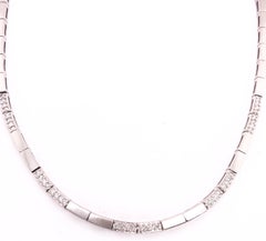 14 Karat White Gold Fancy Link Necklace with Diamonds