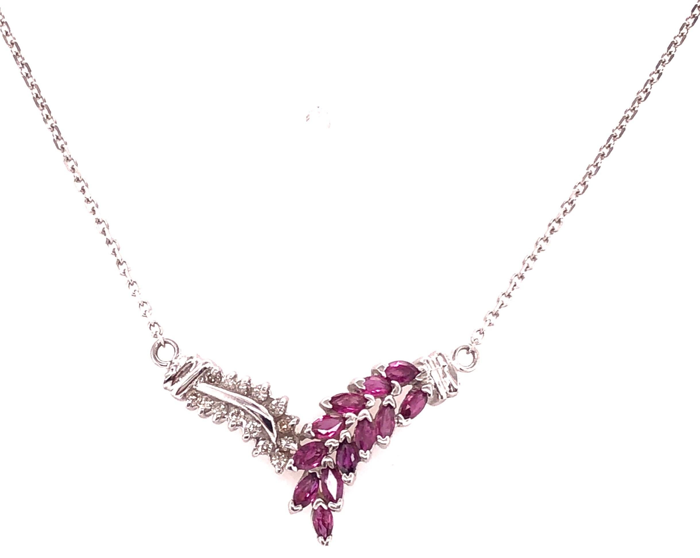 14 Kt White Gold 19 inch Fashion Necklace with Pendant of Diamonds and Semi Precious Stones 
Pendant: 3 cm width
                2 cm height
5.7 grams total weight.
