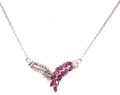 14 Karat White Gold Fashion Necklace with Diamonds and Semi Precious Stones