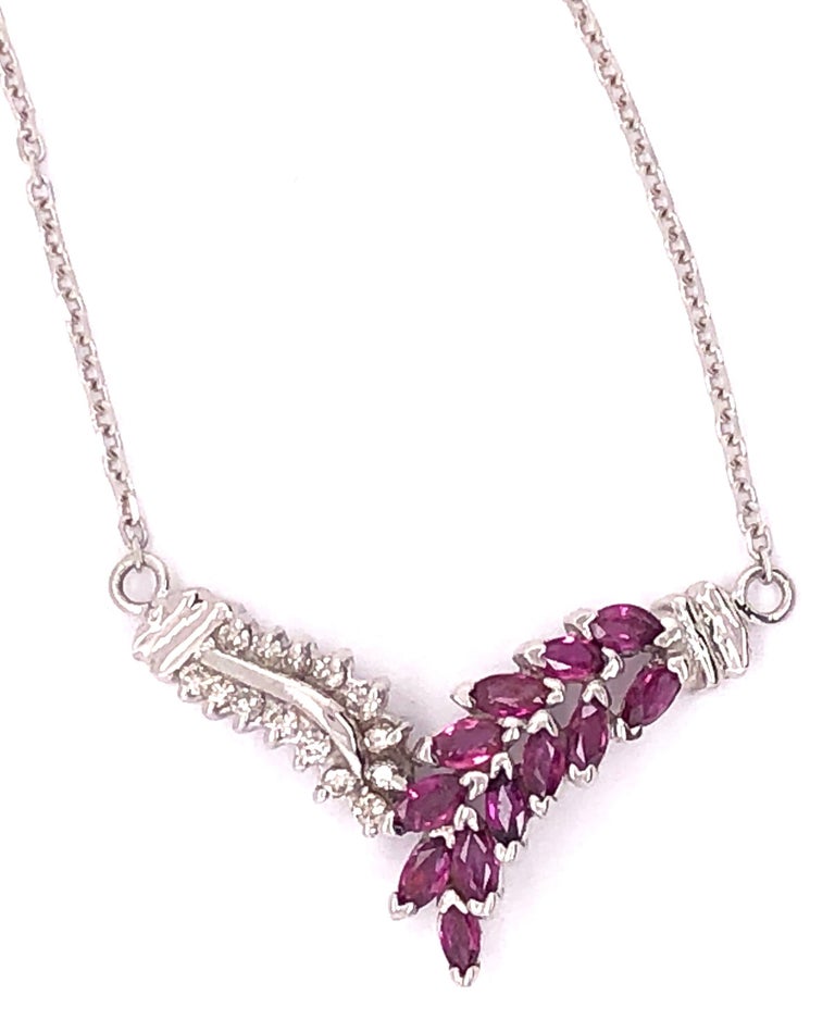 14 Karat White Gold Fashion Necklace with Diamonds and Semi Precious