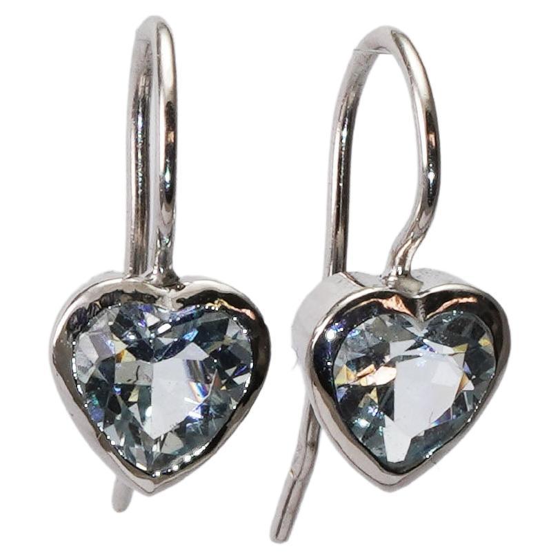 14 kt White Gold Aquamarine Earrings