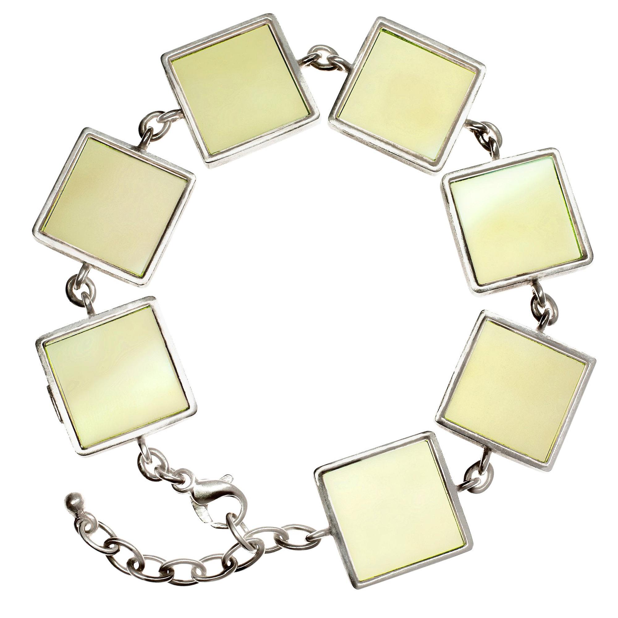 Fourteen Karat White Gold Art Deco Style Bracelet with Lemon Quartzes For Sale