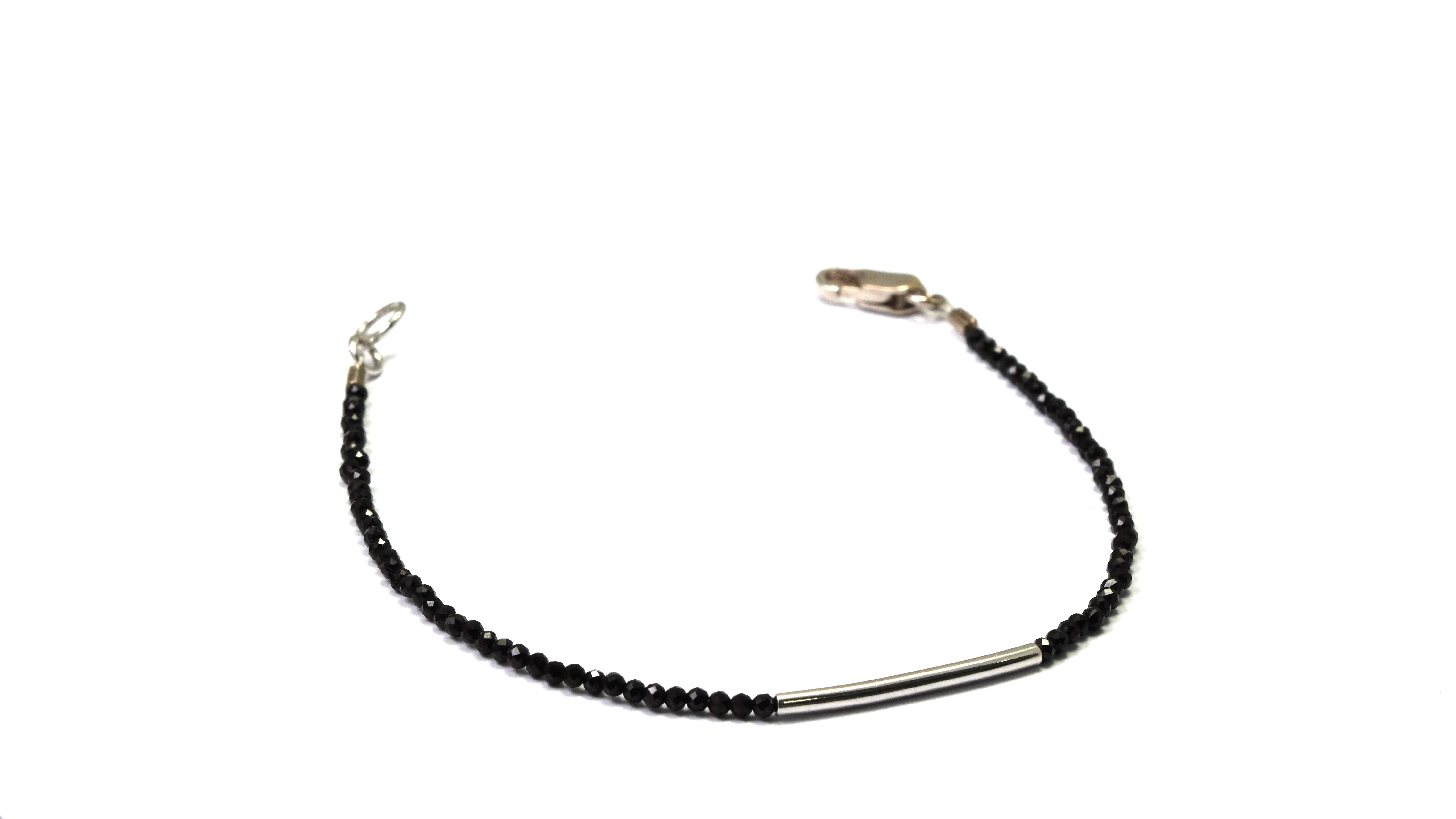 14 kt White Gold Black Spinel Bracelet For Sale