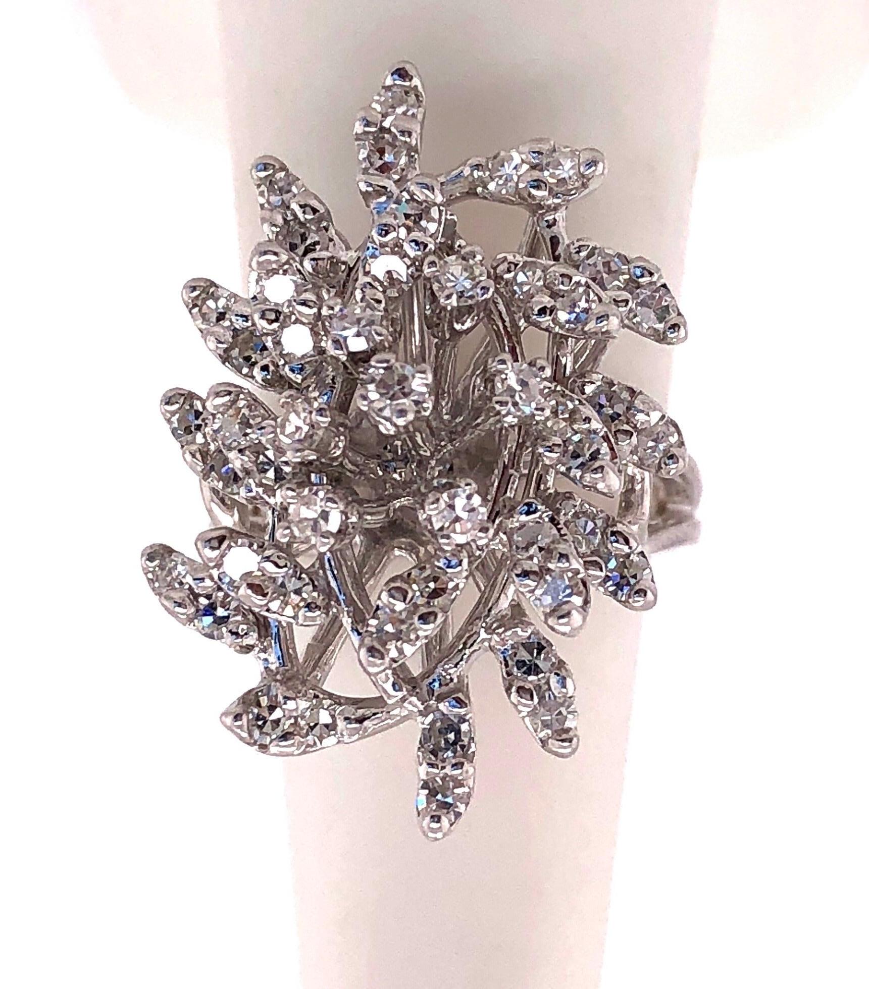 14 Karat White Gold Contemporary Diamond Cluster Ring For Sale 5