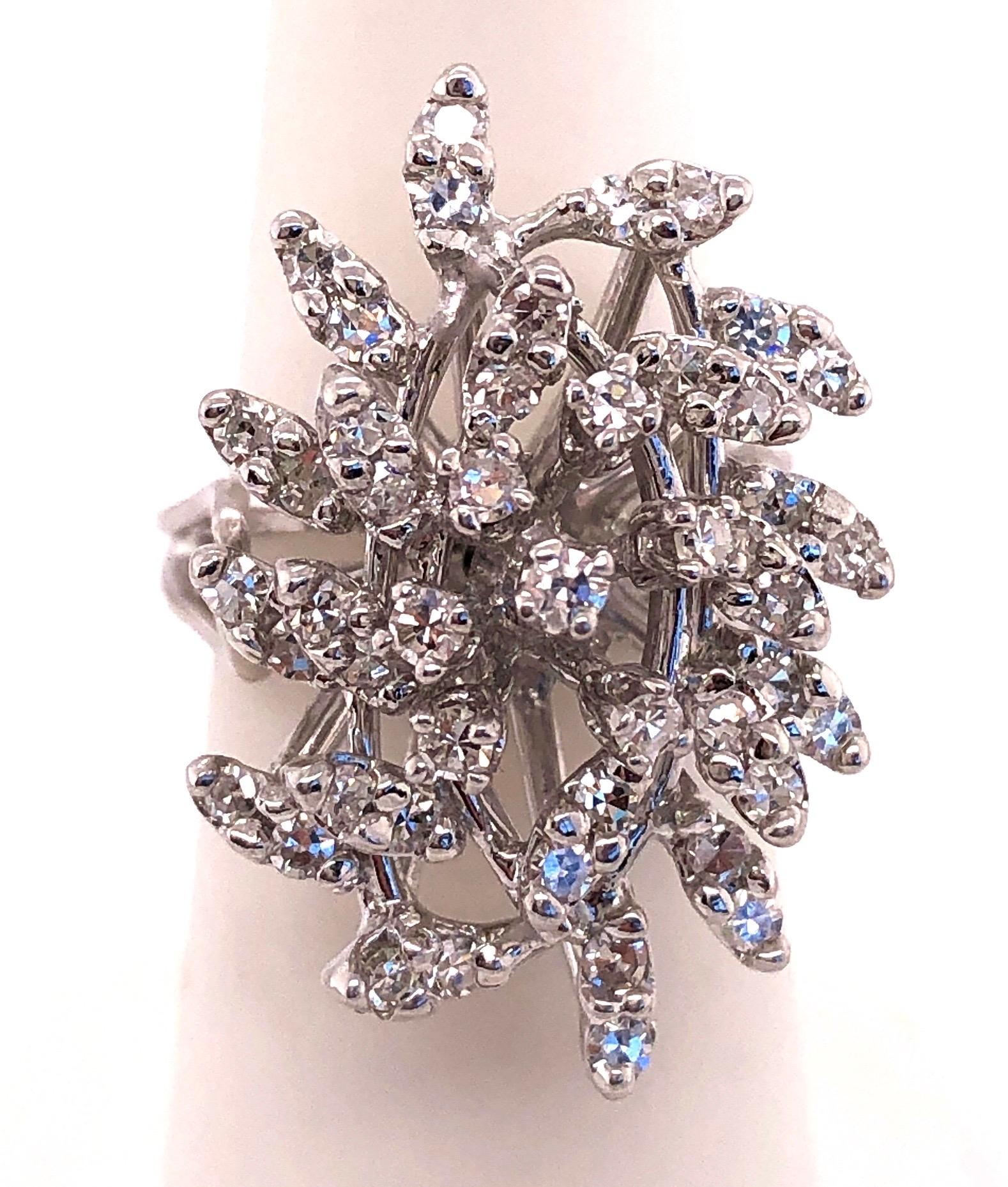 Modern 14 Karat White Gold Contemporary Diamond Cluster Ring For Sale