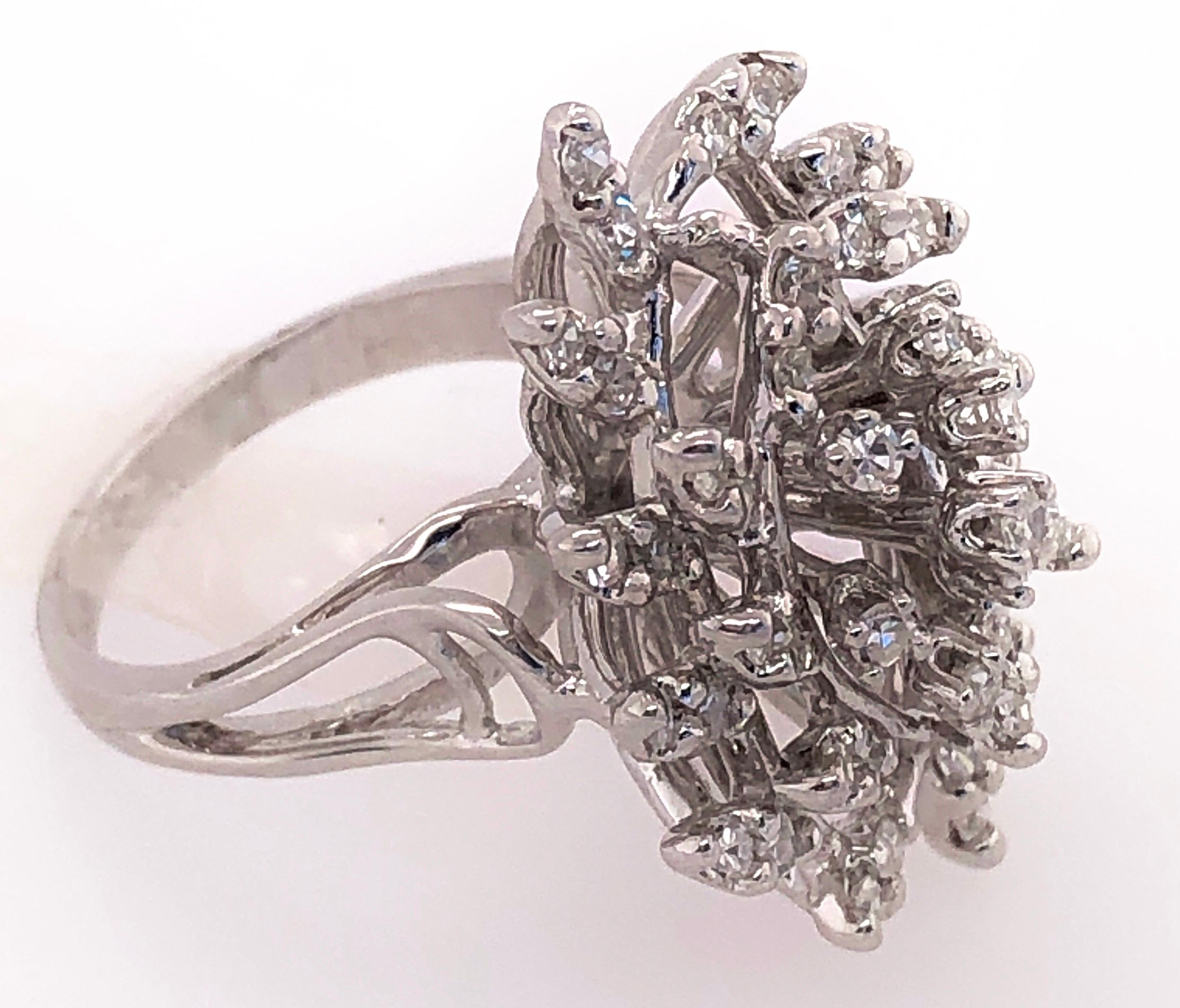 Women's or Men's 14 Karat White Gold Contemporary Diamond Cluster Ring For Sale