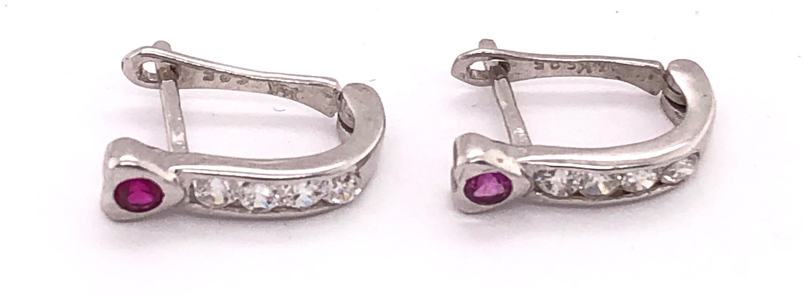 14 Karat Weißgold Diamant- und Rubin-Ohrringe mit Gitterrücken 0,40 TDW für Damen oder Herren im Angebot
