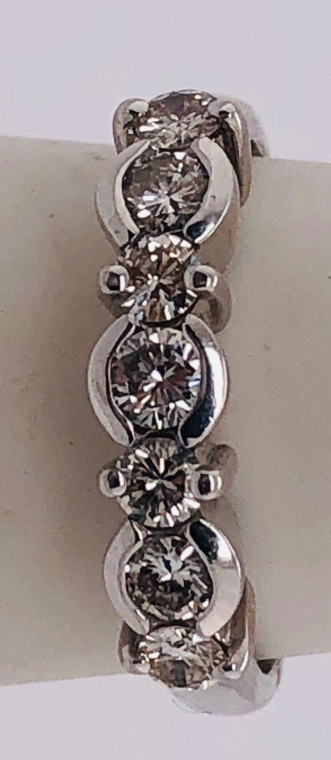 14 Karat White Gold Diamond Band Anniversary Bridal Ring 0.75 TDW For Sale 1