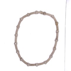 14 Karat Gold and Diamond Fancy Link Necklace 1 Carat Total Weighing 44.58 Grams