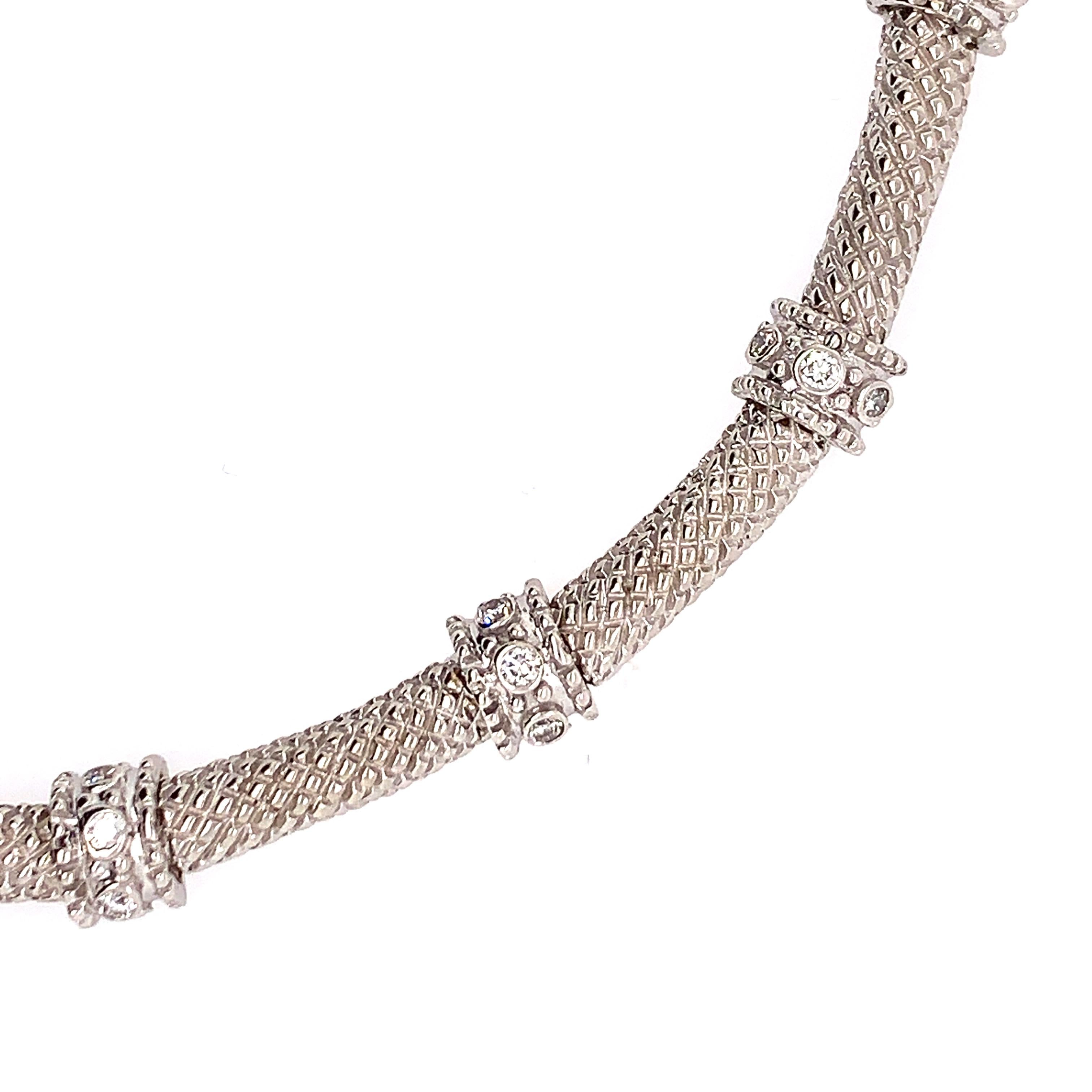 Modern 14 Karat Gold and Diamond Fancy Link Necklace 1 Carat Total Weighing 44.58 Grams For Sale