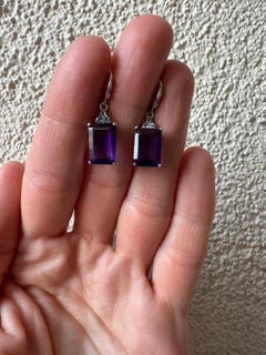 14 Kt White Gold Earrings with Amethysts, Tanzanites and Diamonds