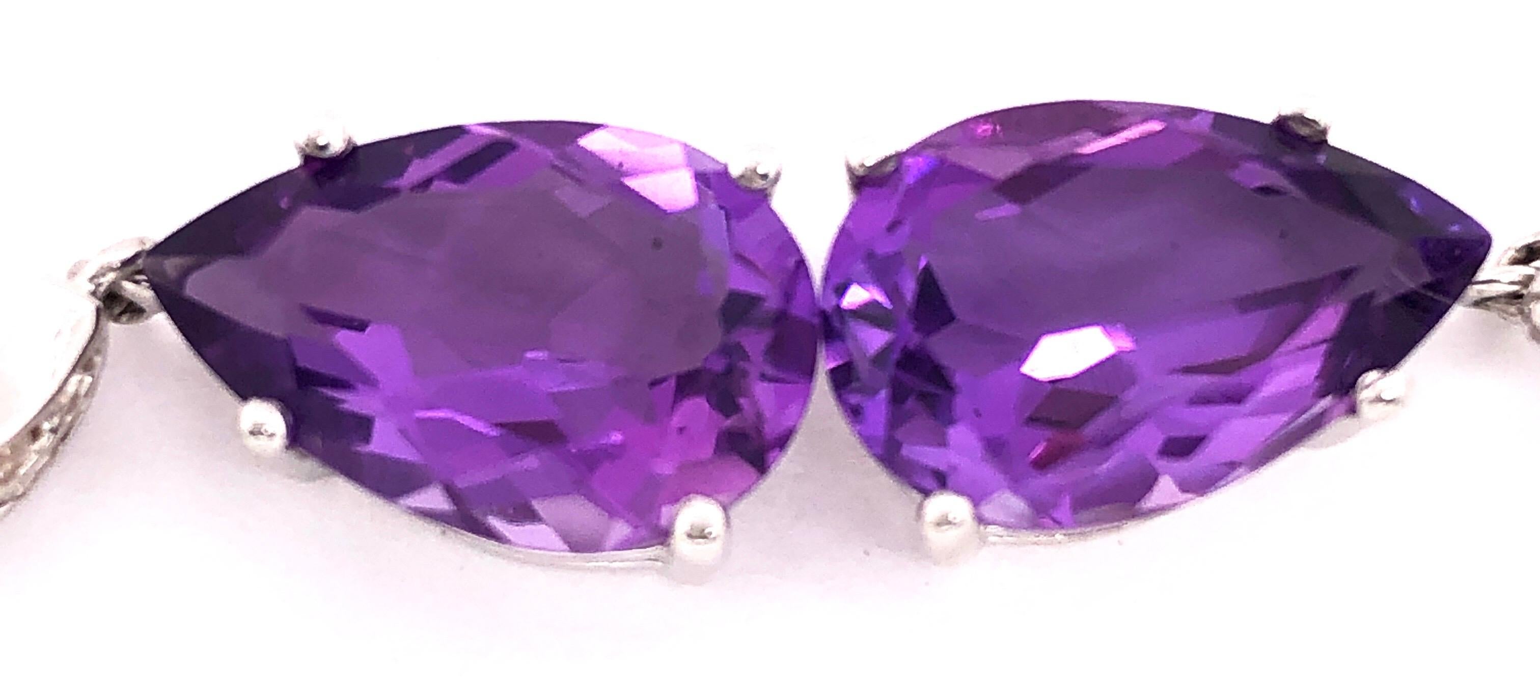 14 Karat Gold Earrings with Diamonds and Amethysts 0.50 Total Diamond Weight For Sale 1
