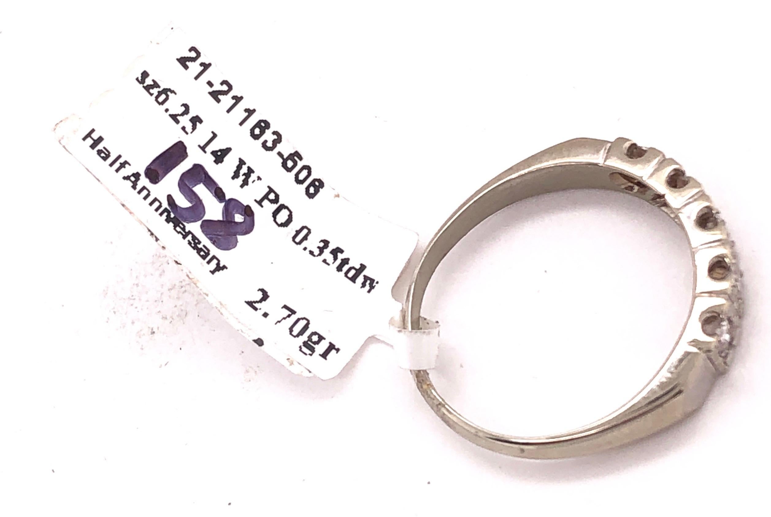 Alliance d'anniversaire en or blanc 14 carats avec cinq diamants (0,05 ct. pt.) Unisexe en vente
