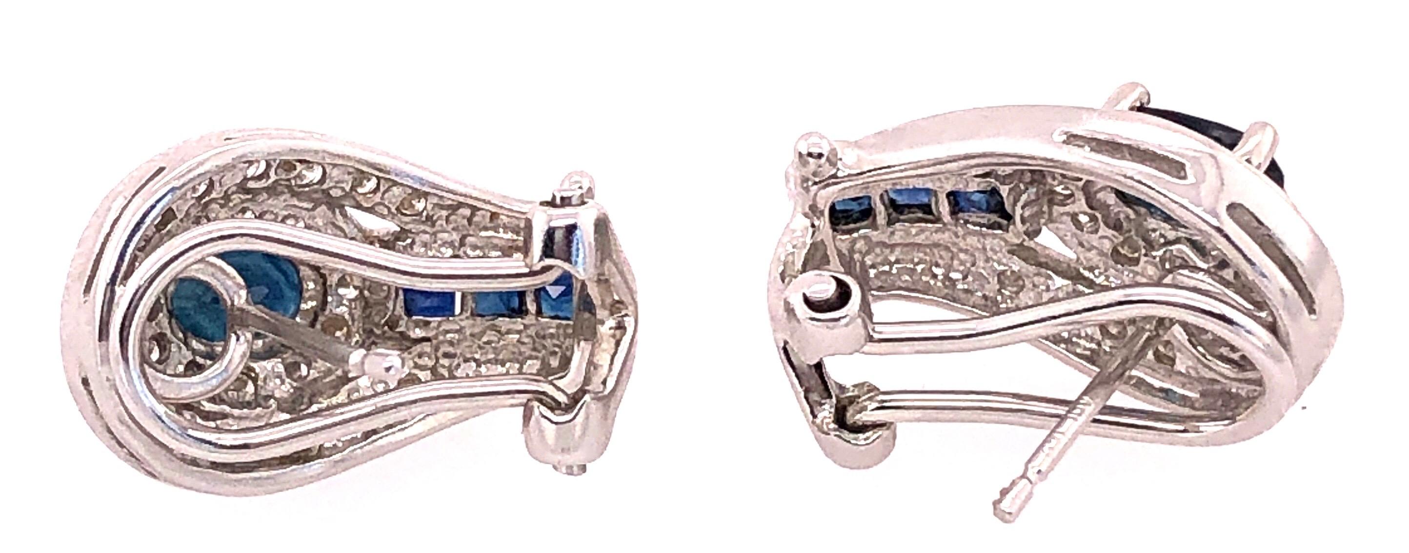14 Karat Gold Französische Ohrringe mit Diamanten und blauen Saphiren 1,0 TDW für Damen oder Herren im Angebot