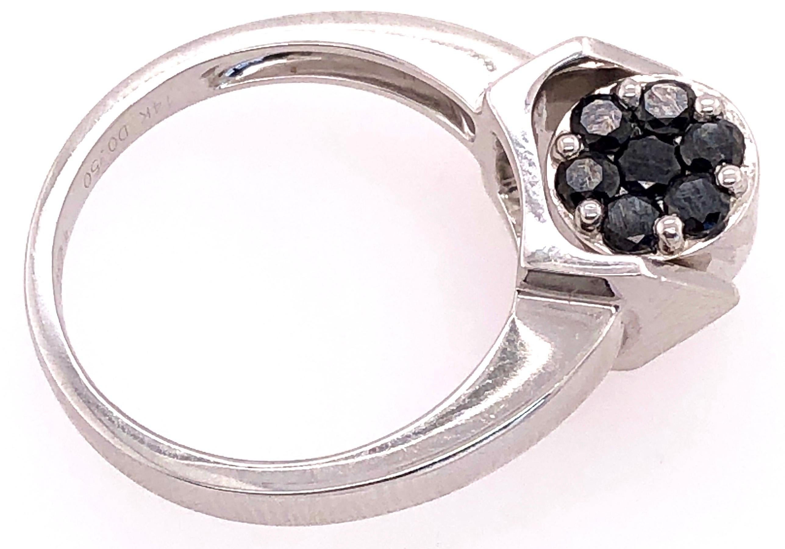 14 Karat White Gold Reversible Ring with Both Diamonds and Black Sapphires For Sale 1