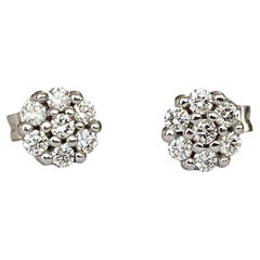14 kt White gold rosette diamonds earrings