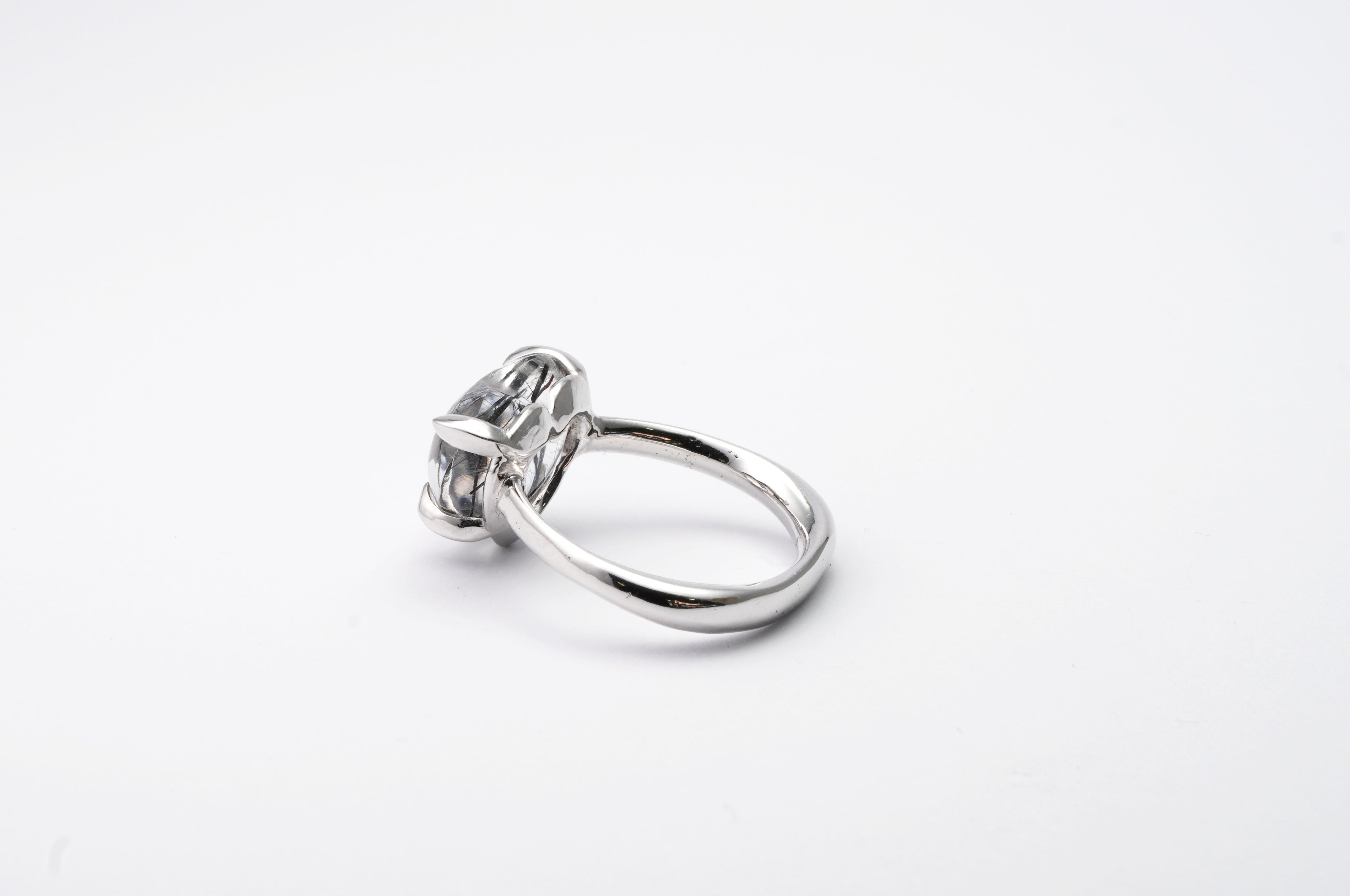 14 kt White Gold Tourmaline Quartz Ring In New Condition For Sale In София, BG
