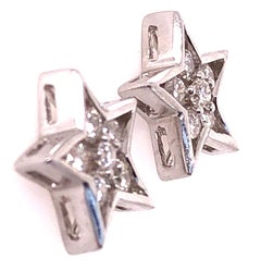 14 Karat White Gold with Diamonds Star Earrings 0.50 Total Diamond Weight