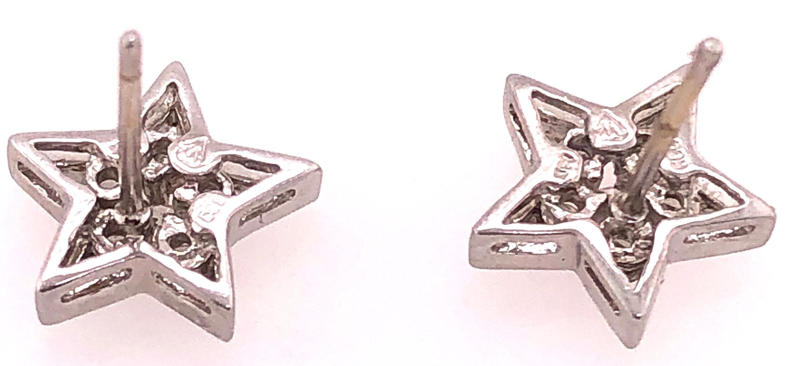14 Karat White Gold with Diamonds Star Earrings 0.50 Total Diamond Weight For Sale 1