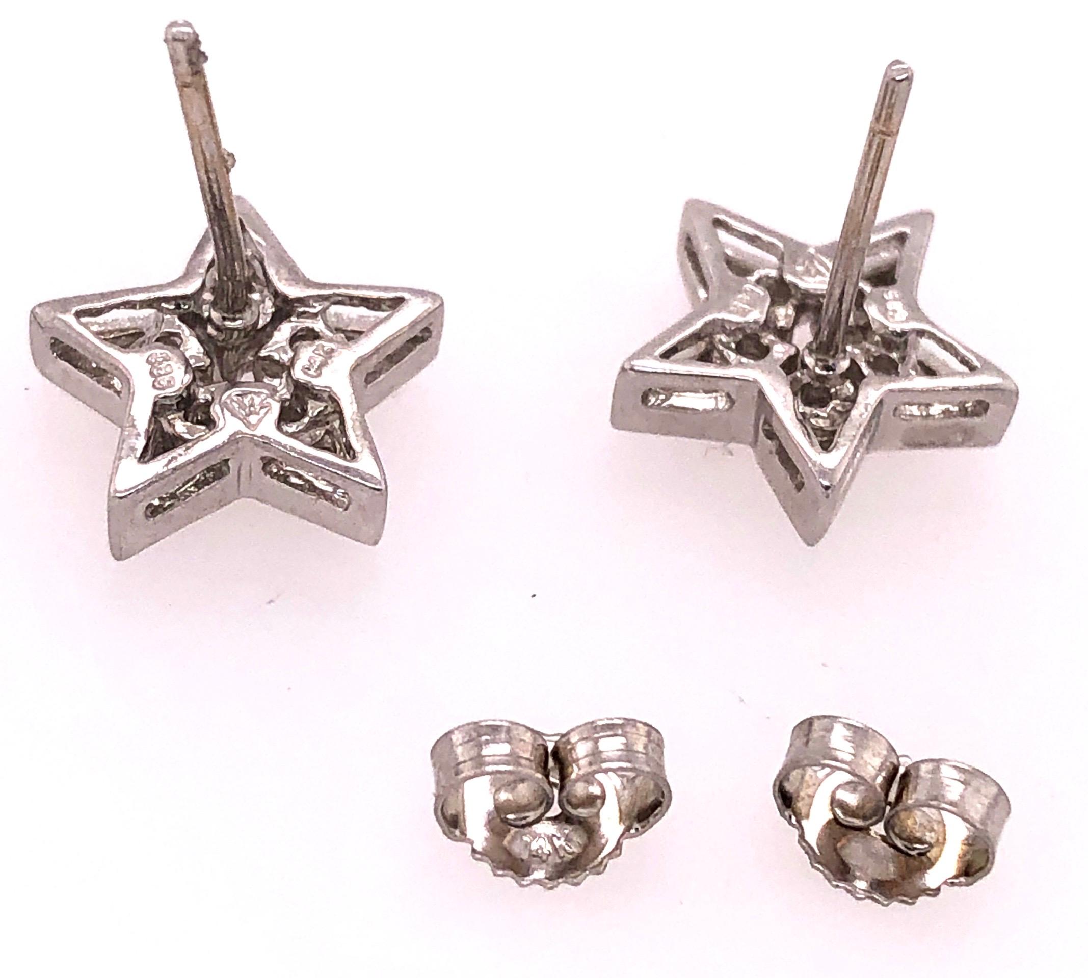 14 Karat White Gold with Diamonds Star Earrings 0.50 Total Diamond Weight For Sale 3