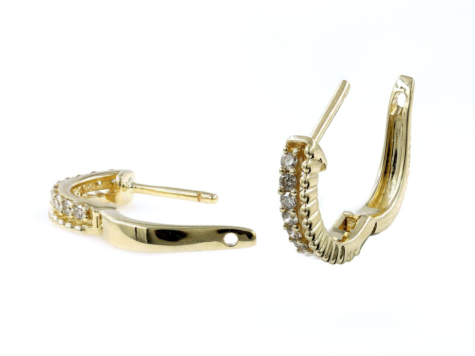 14 kt. Oro giallo - Diamante (naturale) da 0,21 carati a doppia fila Huggie In condizioni Nuovo in vendita a Antwerp, BE