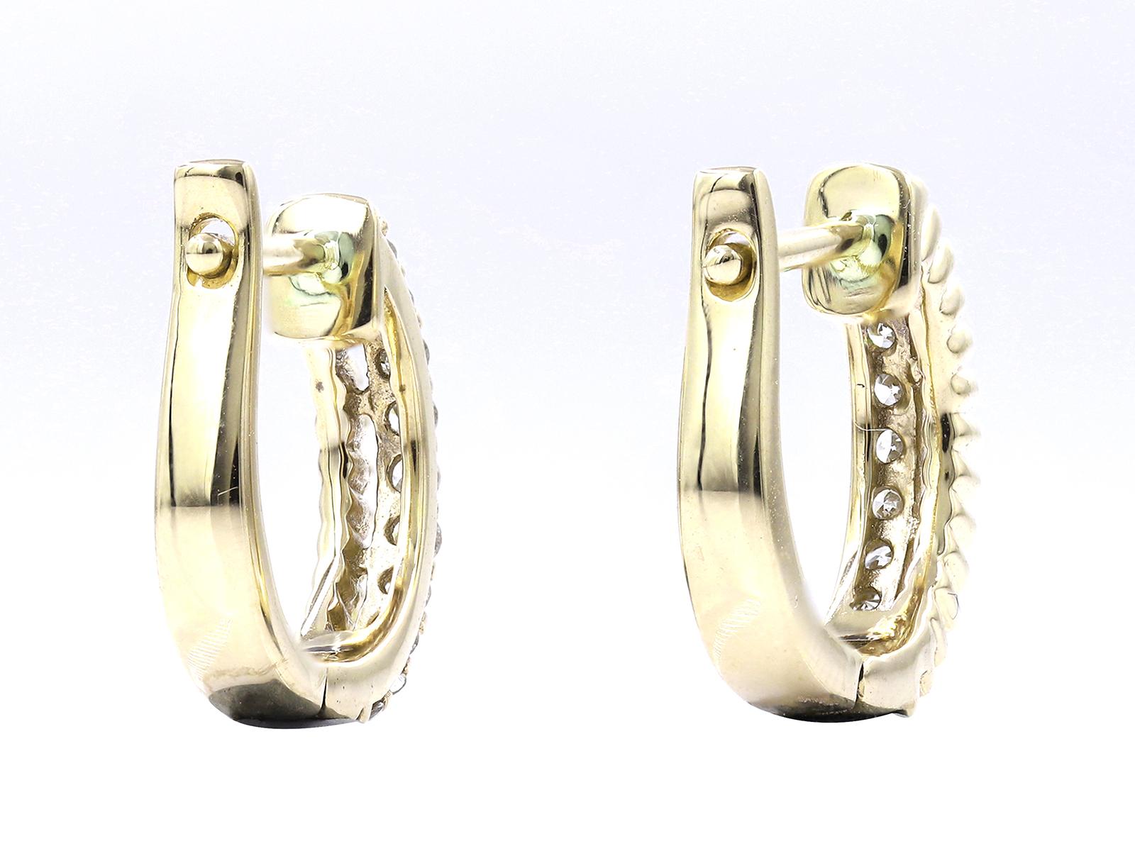 Donna 14 kt. Oro giallo - Diamante (naturale) da 0,21 carati a doppia fila Huggie in vendita