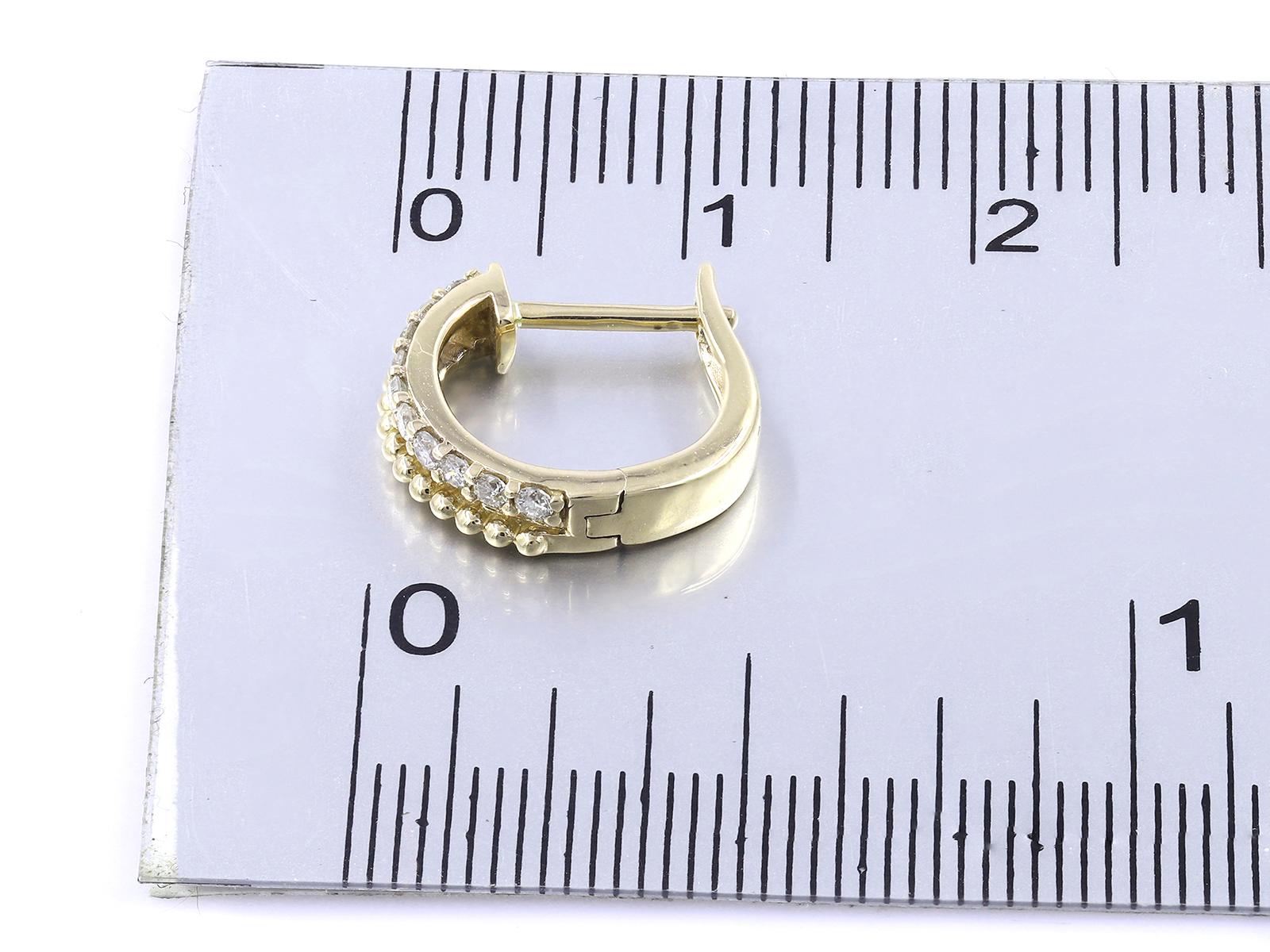 14 kt. Oro giallo - Diamante (naturale) da 0,21 carati a doppia fila Huggie in vendita 1
