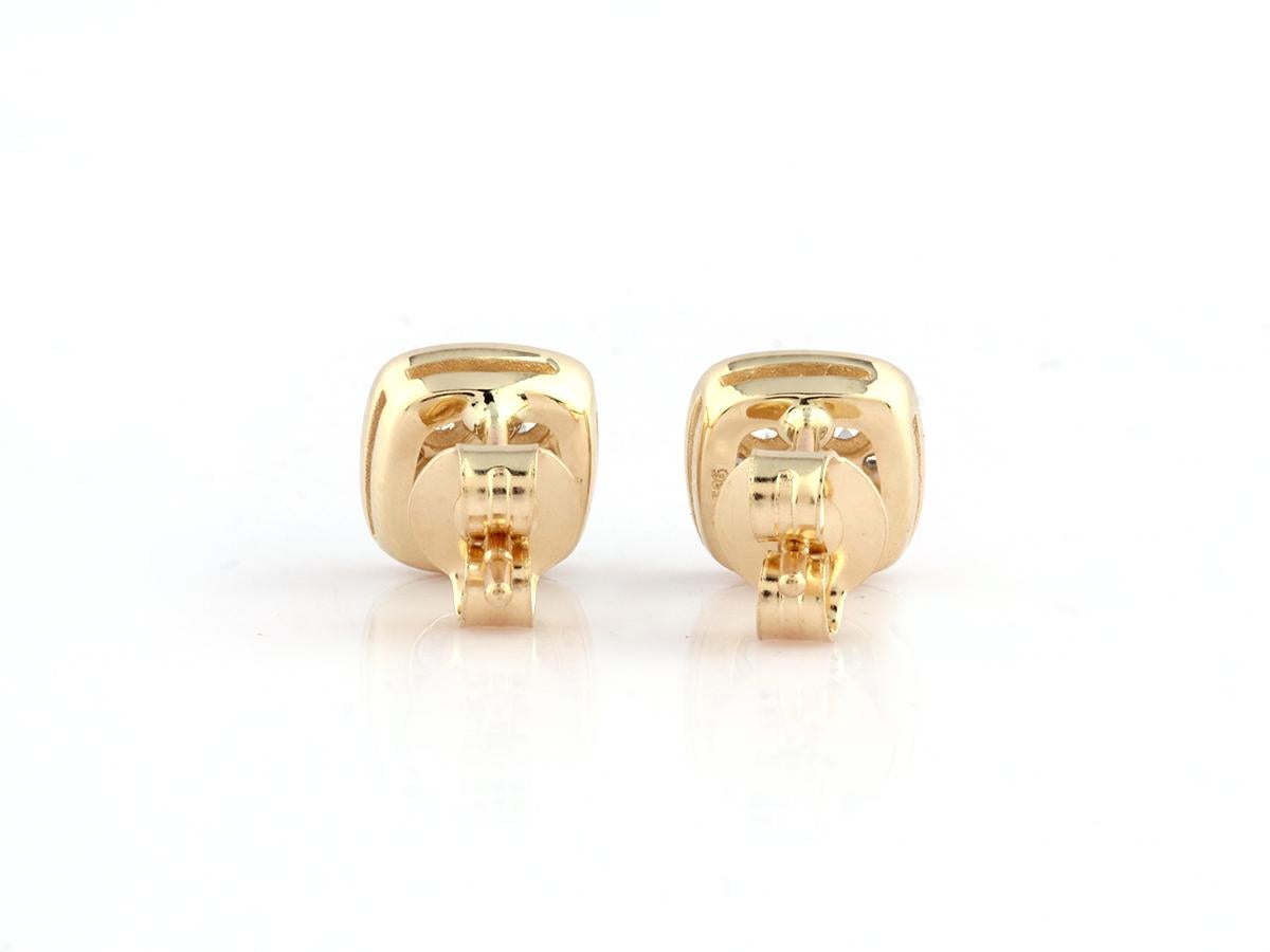 14KT Yellow Gold Cushion-Shaped Diamond Cluster Stud Earrings in vendita 2