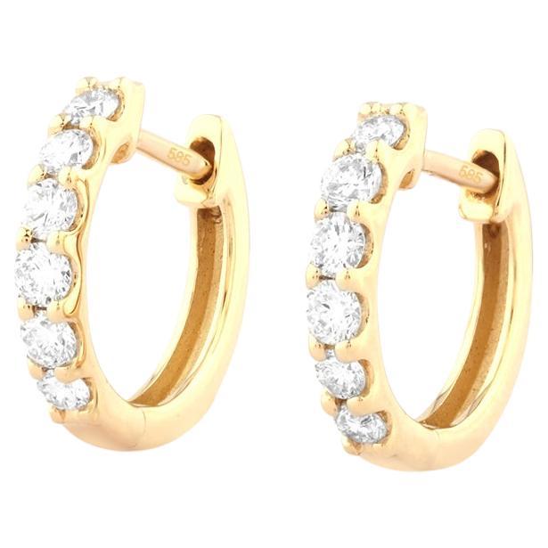 14 kt Yellow gold 0.38ct (Natural Diamond) "Classic Pave Huggie Hoops"