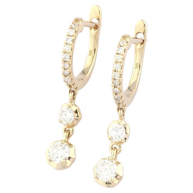 14 kt Yellow gold - 0.44ct (Natural Diamond ) Graduated Sparkle Earrings