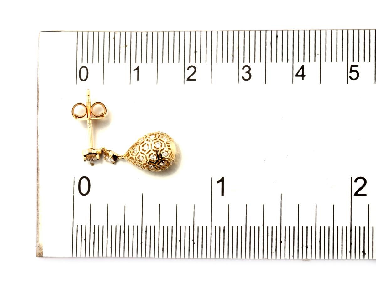 14 kt. Gouttes 'Honeycomb Harmony' en or jaune 0,53ct (Diamant Naturel)