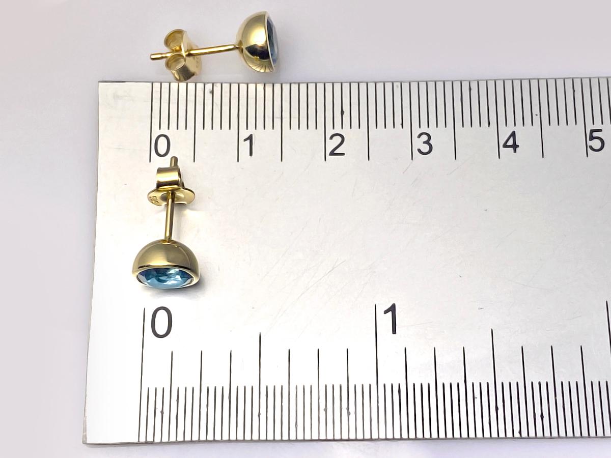 14 kt Yellow gold 2.14ct Topaz 'Azure Ocean' Bezel Studs' in vendita 1