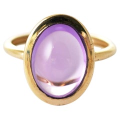 14 kt Yellow Gold Amethyst Cabochon Ring