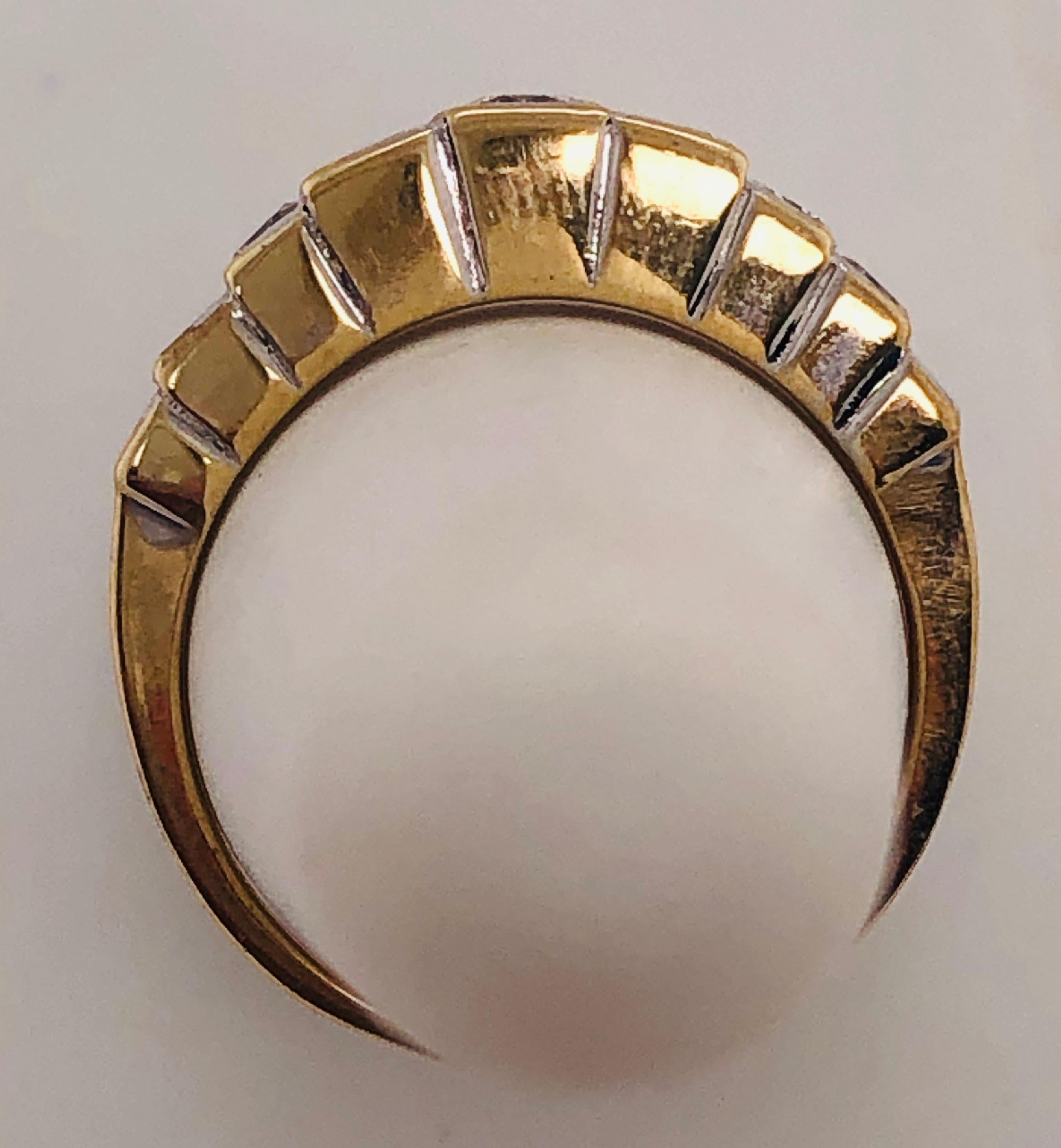 Anello di anniversario in oro giallo 14 carati e nove diamanti graduati 1,00 TDW in vendita 3