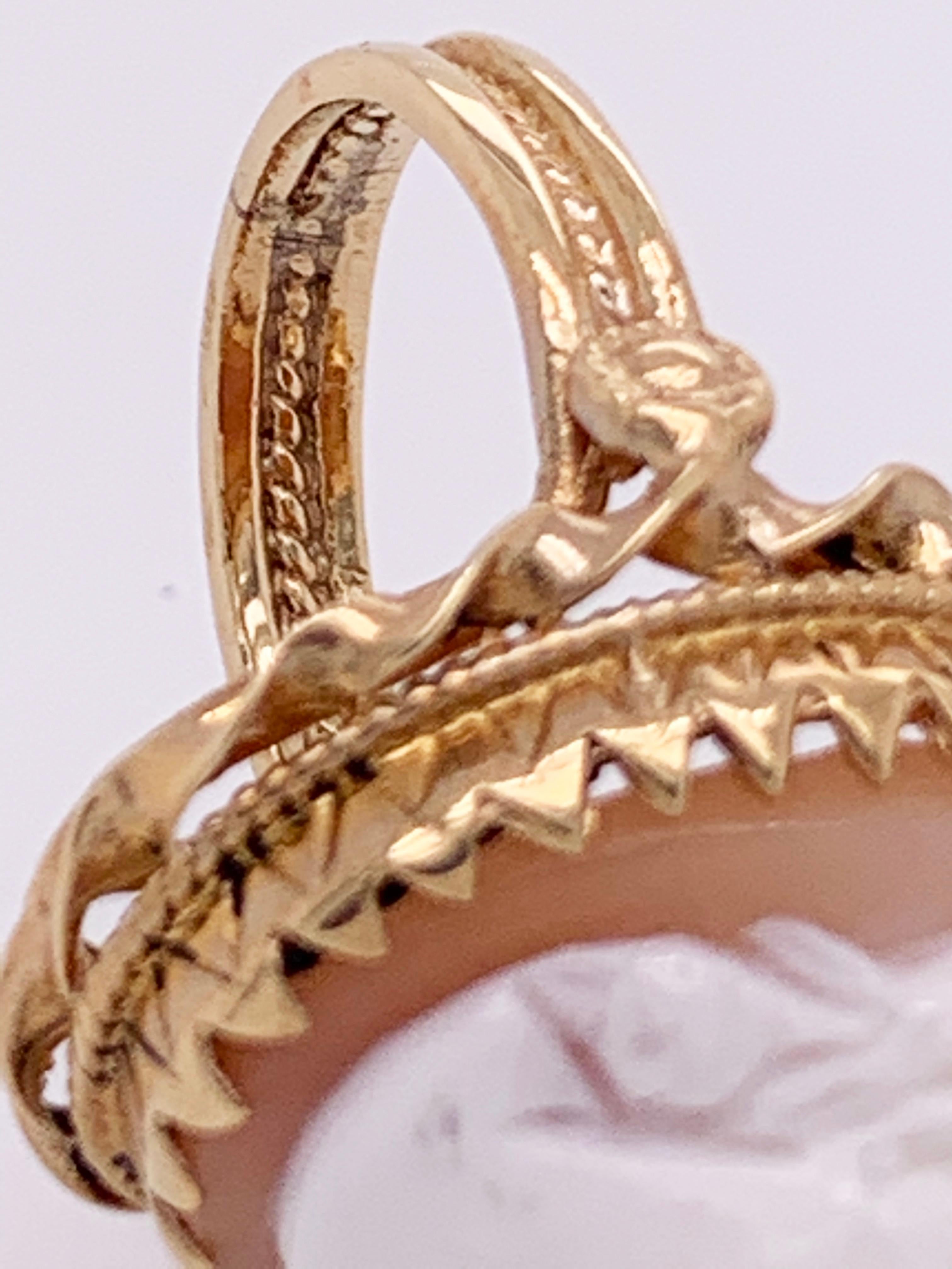 14 Karat Yellow Gold Cameo Ring 8.22 Grams Total For Sale 5