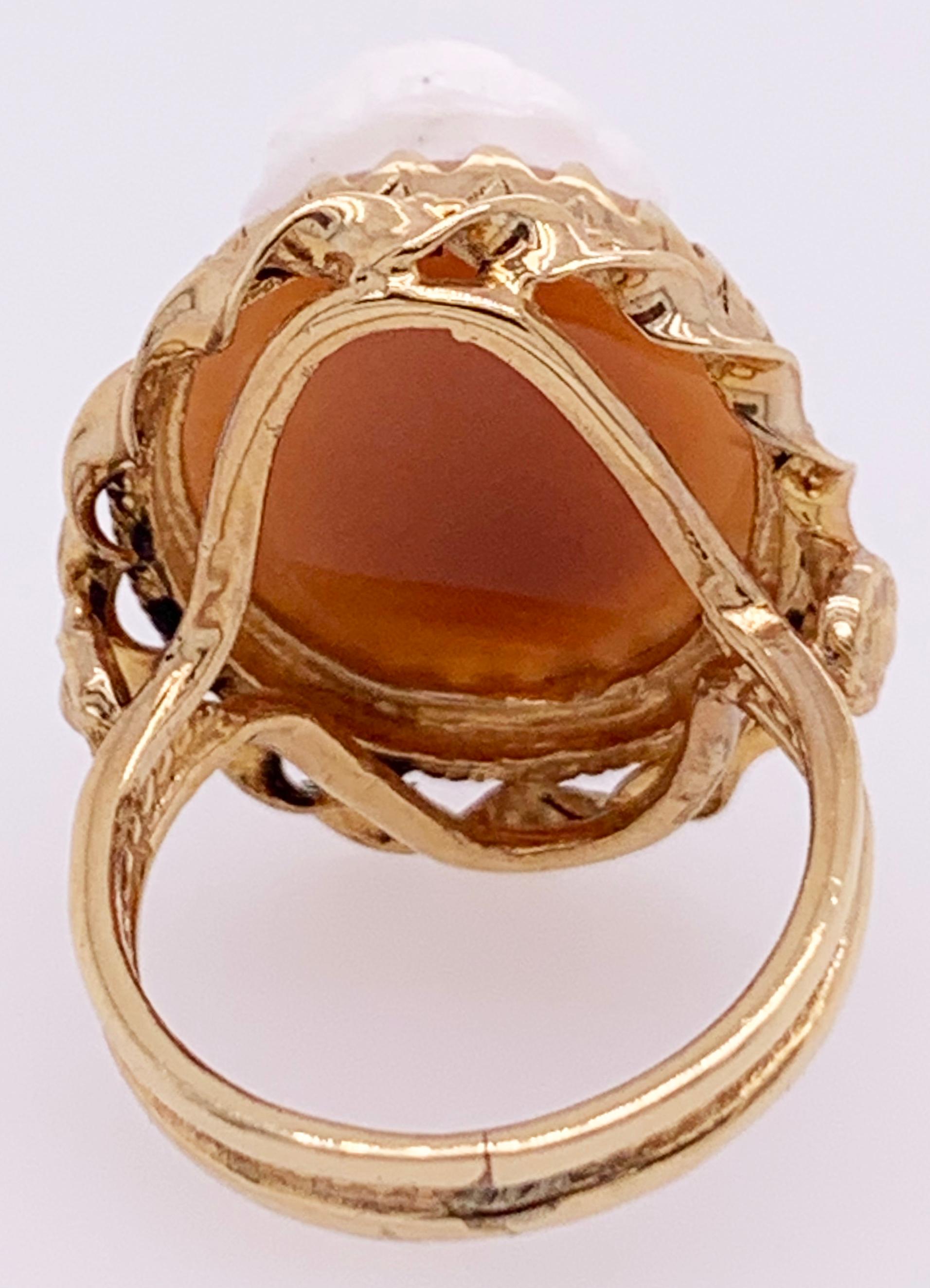 14 Karat Yellow Gold Cameo Ring 8.22 Grams Total For Sale 1