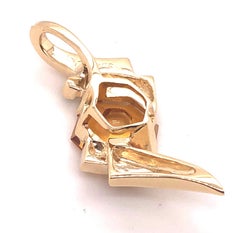 14 Kt Yellow Gold Fantasy Cut Citrine Pendant with Diamonds and Tsavorite Garnet