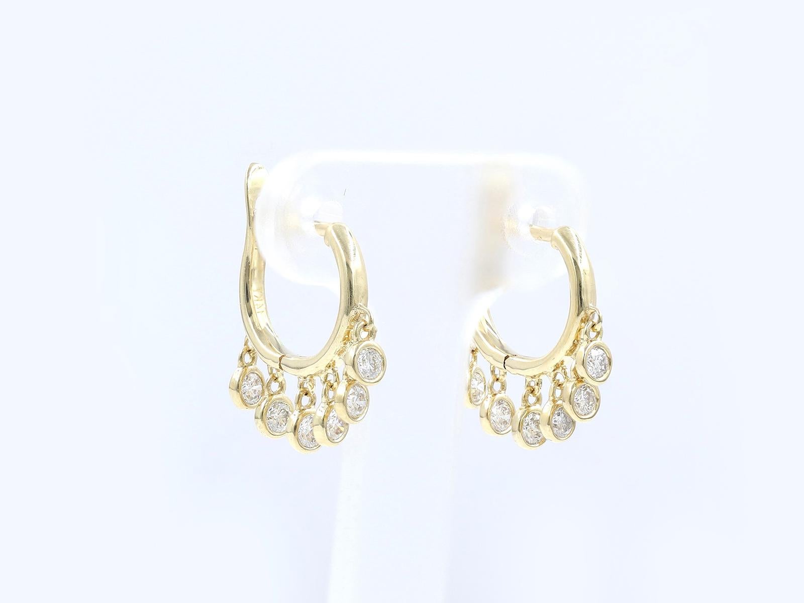 Contemporain 14 kt. Boucles d'oreilles 'Starlight Shimmer' en or jaune (Natura Diamond) en vente