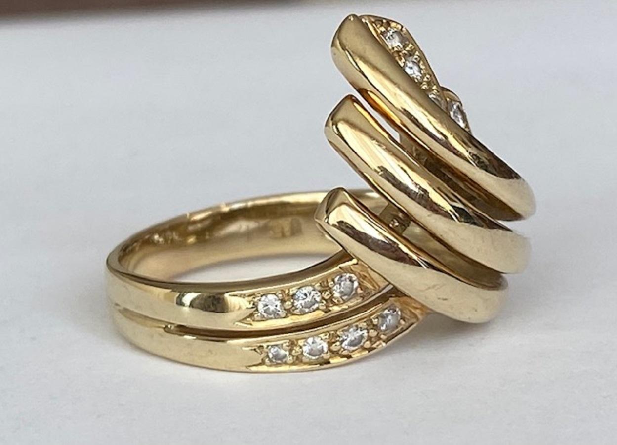 14 kt yellow gold ring with diamonds approx. 0.20 crt In Good Condition For Sale In AMSTERDAM, NL
