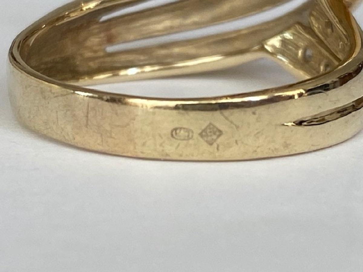 14 kt yellow gold ring with diamonds approx. 0.20 crt For Sale 3