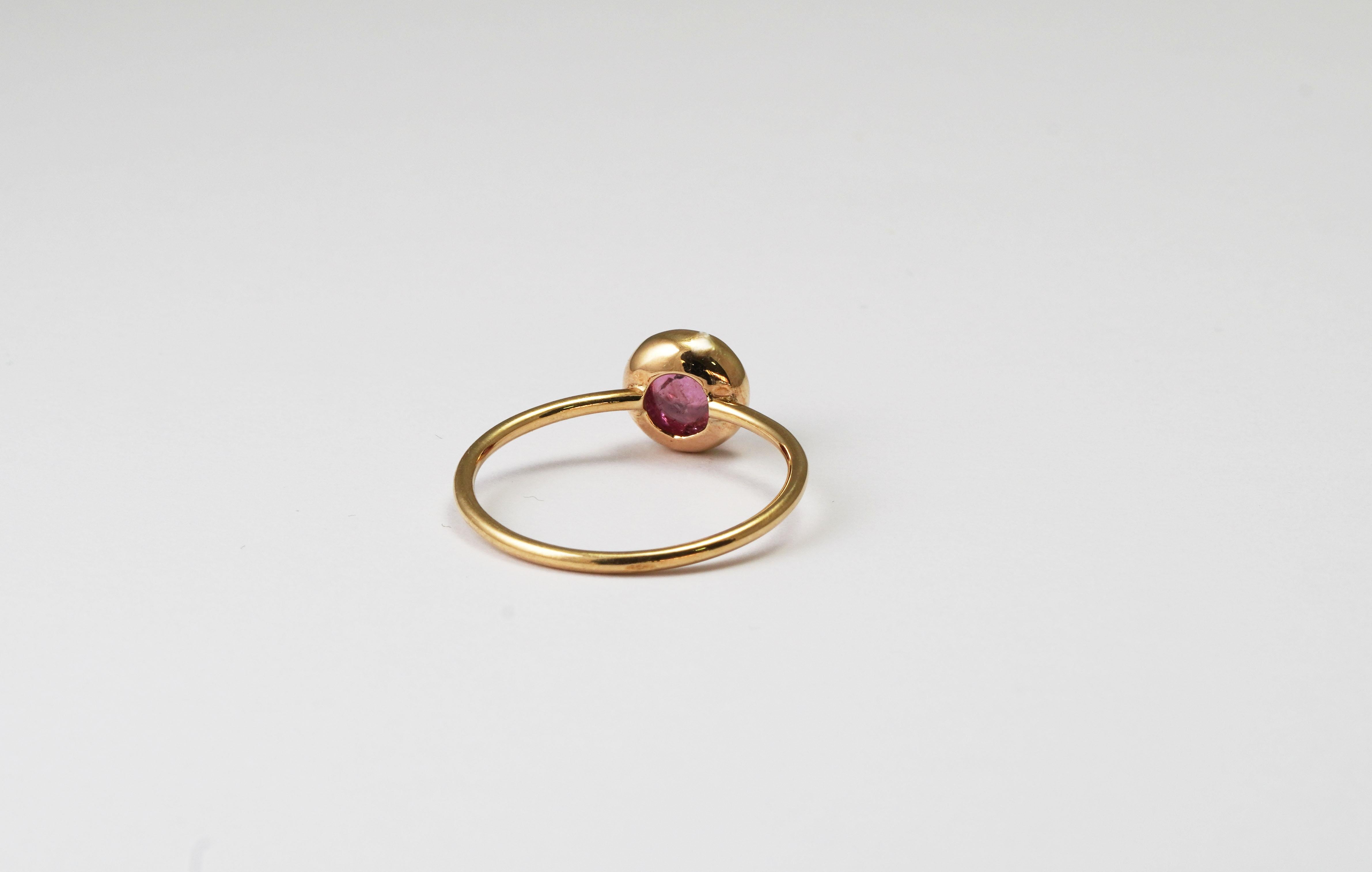 14 kt Yellow Gold Rubellite Tourmaline Ring In New Condition For Sale In София, BG