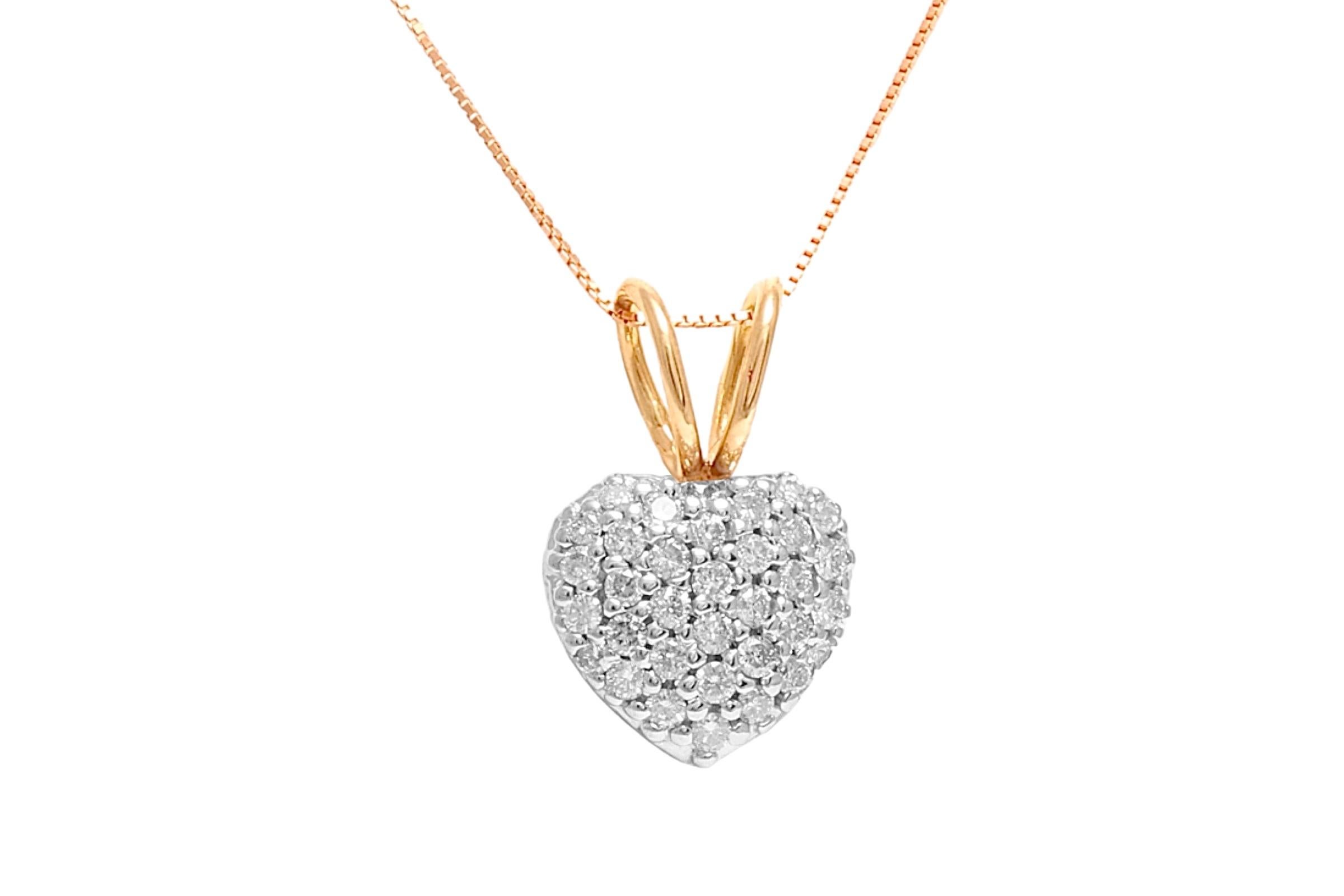 14 kt. Pendentif bague et collier en or jaune, en forme de cœur avec 2 carats Diamants en vente 5