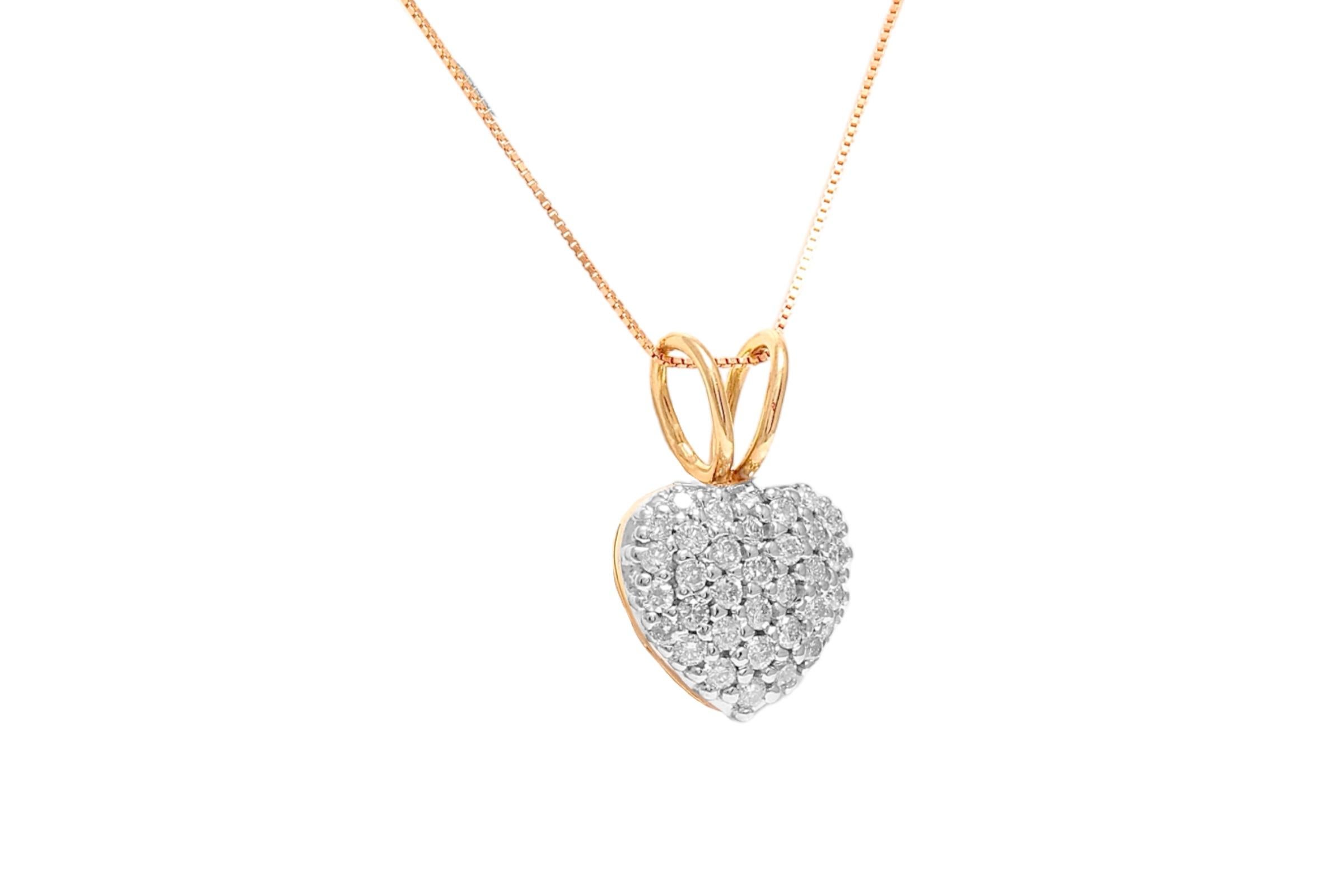 14 kt. Ciondolo con anello e collana in oro giallo, a forma di cuore con 2 ct. Diamanti in vendita 7