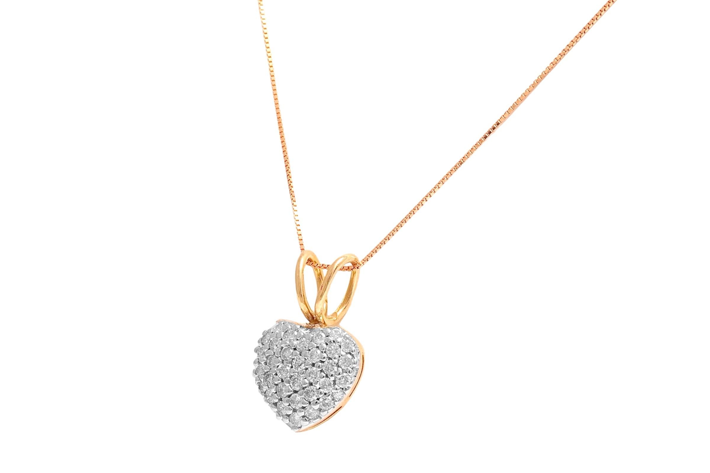 14 kt. Pendentif bague et collier en or jaune, en forme de cœur avec 2 carats Diamants en vente 8