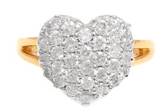 14 kt. Yellow Gold Set Ring & Necklace Pendant, Heart shaped with 2 ct. Diamonds