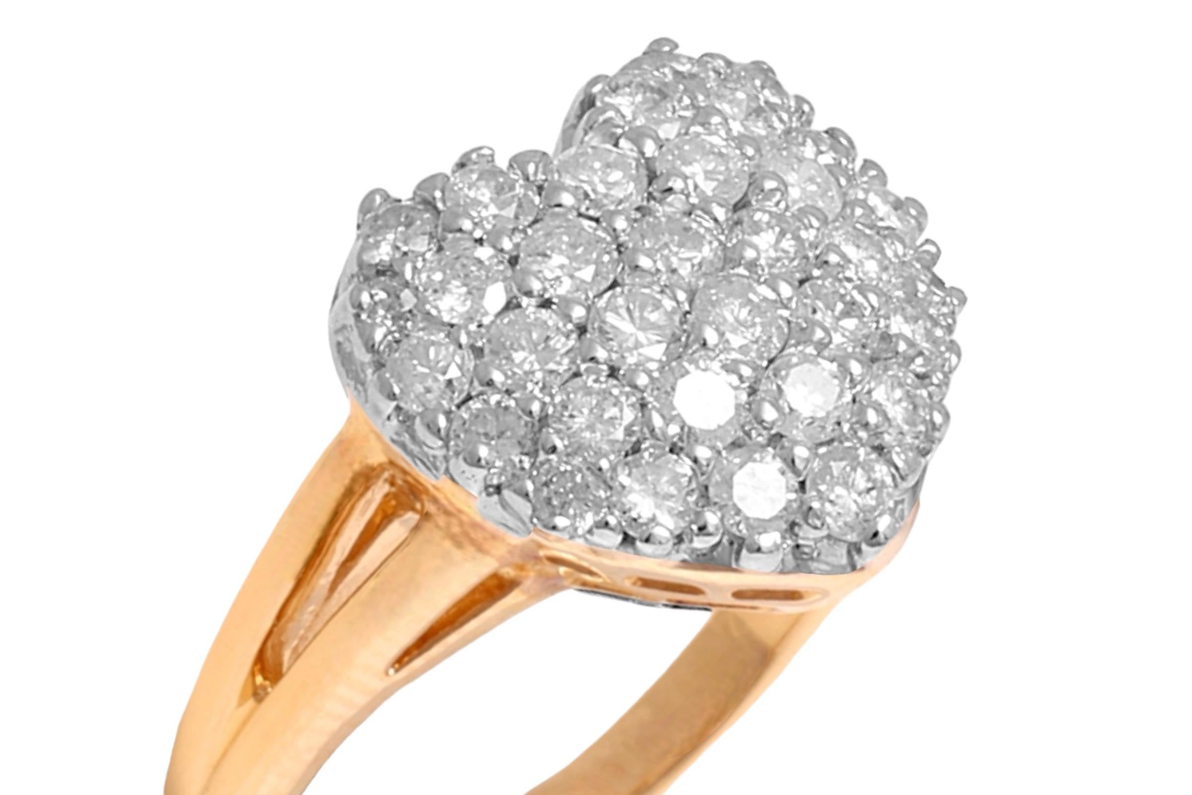 14 kt. Gelbgold gefasster Ring & Halskette Anhänger, herzförmiger Anhänger mit 2 ct. Diamanten im Angebot 1